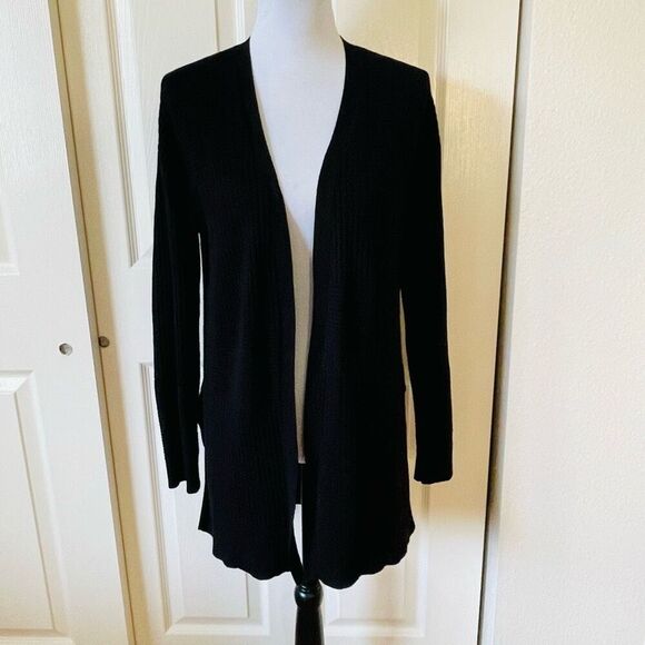 Verve Ami Long Black Open Front Cardigan size Small - Picture 11 of 11